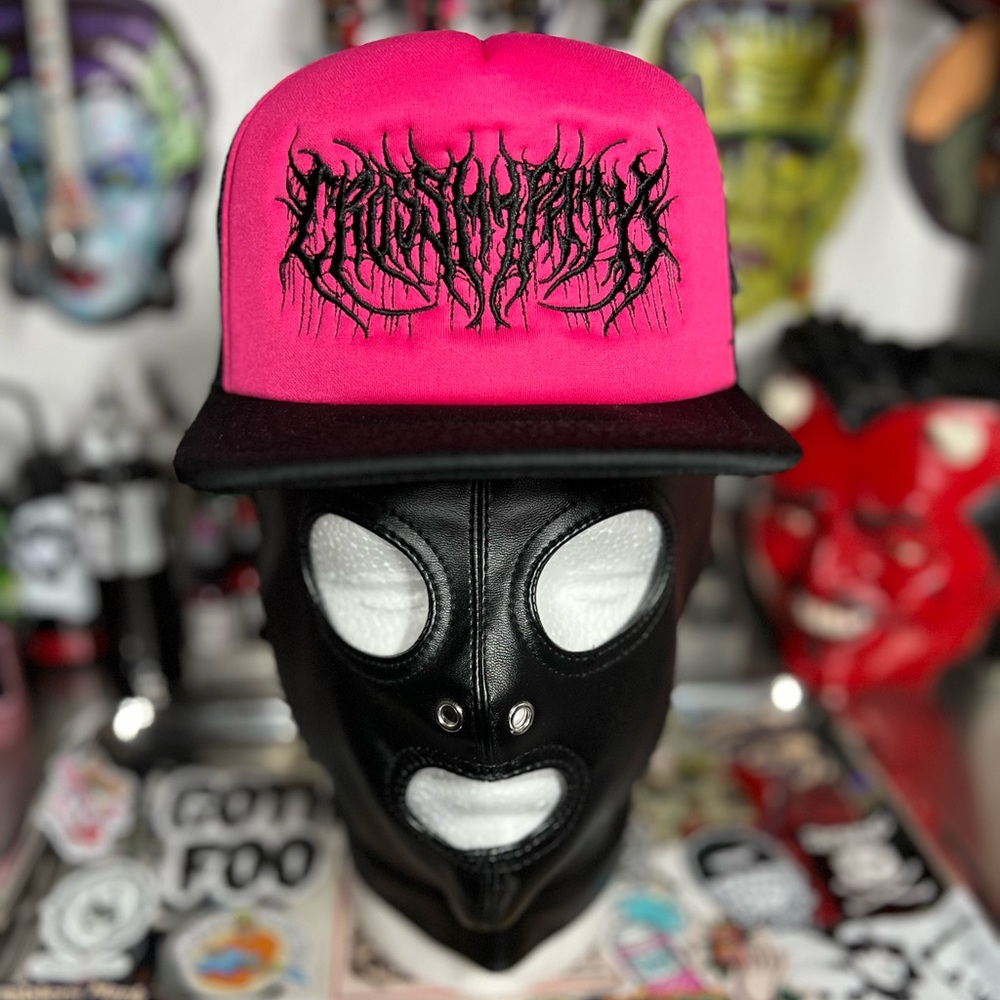 Pink and Black CROSS MY PATH trucker hat. (Limited)